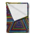 thumbnail image 2 of Geometric Soft Flannel Fleece Throw Blanket, Modern Design in Rainbow Colors Triangles Retro 80s Like Pattern Image Artwork, Cozy Plush for Indoor and Outdoor Use, 70" x 90", Multicolor, by Ambesonne, 2 of 5