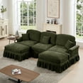 thumbnail image 2 of Newest Classic Comfy Modular U Shape Sectional Sofa Couch,Flared Arms,Removable Ruffles Pleats Skirts,Spindle Legs, Upholstered Chenille Deep Seat Cloud Sofa,Movable Ottomans,Green, 2 of 20