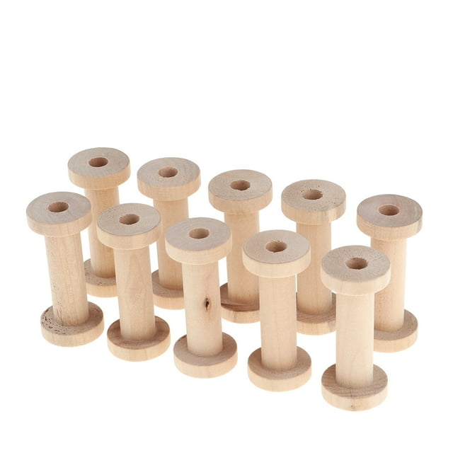 Esquirla 10x Vintage Wooden Empty Thread Spools Cylinder Needlework Crafts Bobbins Reels A