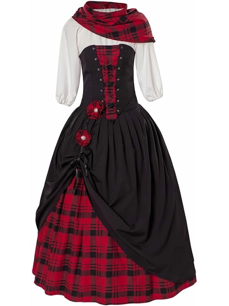 highland dress for women Scottish Tartan Two Piece Traditional Handmade in Tartan Plaid adult dress The Highland Dress features Full Skirt with Mens Kilt pattern Scottish Highland Plaid Dress for