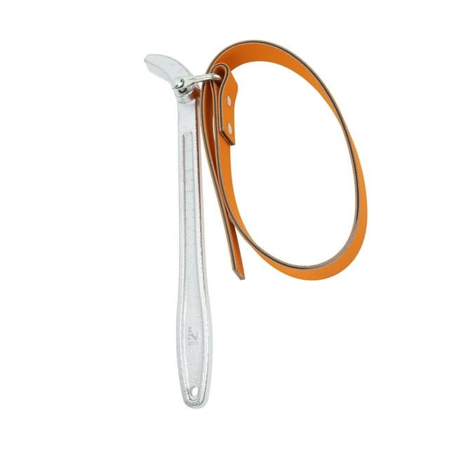 Herramienta de extracción ajustable de correa de 305mm Unique Bargains, mango de goma y acero, llave de tubería multiusos para filtro de aceite y filtro de agua, tono naranja plateado