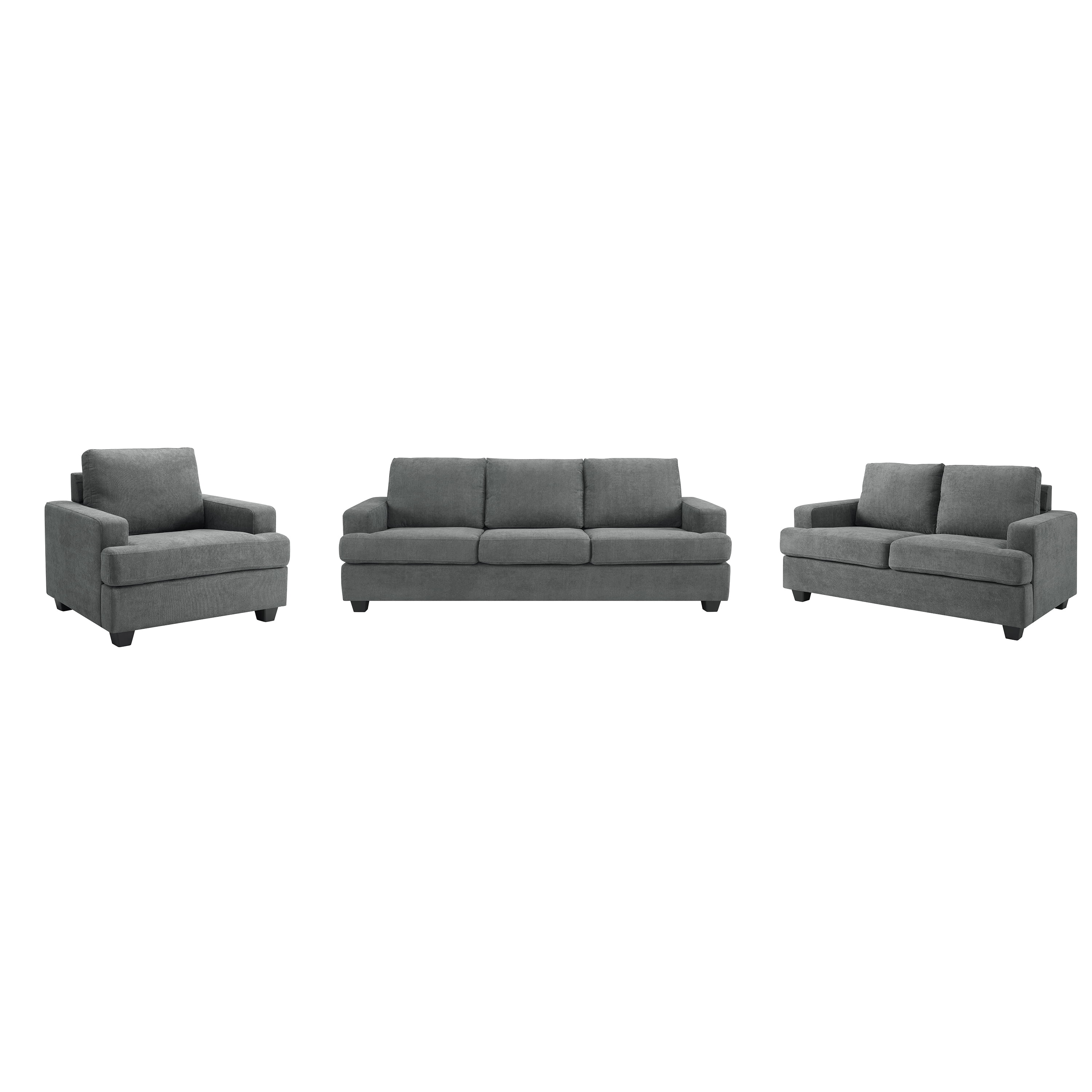 AC Pacific Thomas Modern 3-Piece Living Room Set, Grey