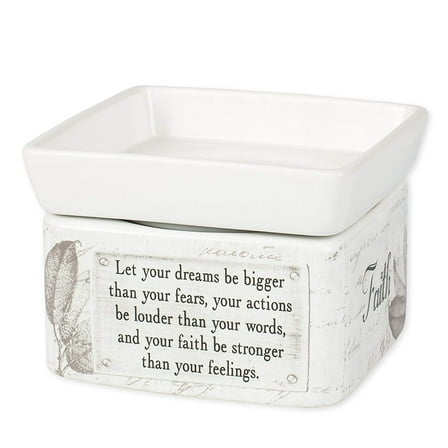 Dream Actions Faith Stronger Stoneware Electric 2 in 1 Jar Candle and Wax Tart Oil Warmer