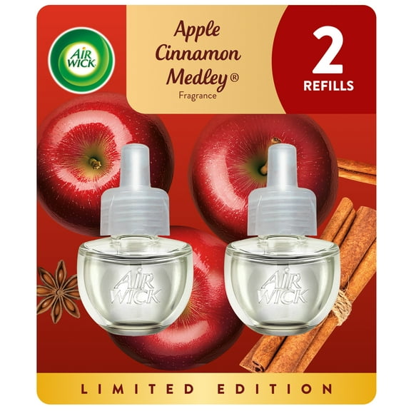 Air Wick Plug-In Air Freshener Scented Oil Refills, Apple Cinnamon Medley, 2 Count