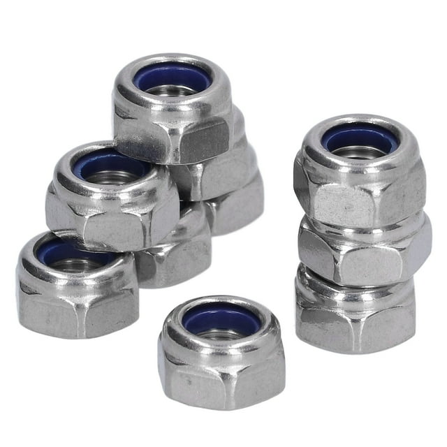 Nylon Insert Lock Nut Set, Portable Locknut Set Standard Design A2-70 Stainless Steel Easy Installation Durable For Maintenance