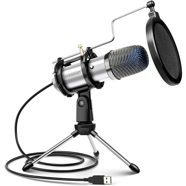 USB Condenser Microphone, ELEGIANT Microphone with Stand Filter Omnidirectional Pickup Plug & Play Desktop Microphone for Gaming Streaming Zoom Skype Podcasting Recording - Walmart.com