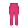 thumbnail image 4 of Lumtrix Capri Pants For Women Summer Stretch Tummy Control Workout Casual Leggings With Pockets Plus Size Athletic Gym Yoga Pant Hot Pink 2XL, 4 of 5