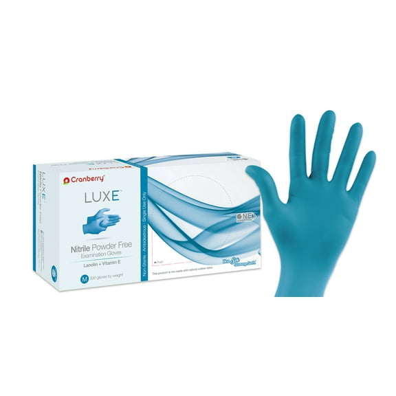 Cranberry CR3667 LUXE Nitrile Examination Gloves Powder Free Medium 300/Bx