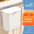 thumbnail image 3 of Wall-Mounted Kitchen Waste Bin with Touch-Operated Sliding Lid, 9L Large Capacity, PP Durable Material, Space-Saving Design for Cabinet Doors, Hygienic Trash Can for Kitchen or Bathroom (White with, 3 of 4