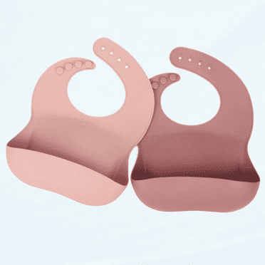 Silicone Bibs for Babies Girl Waterproof Baby Feeding Bibs with Food Catcher Pocket Adjustable Silicon Bibs for Toddlers (Mauve/Baby Pink)