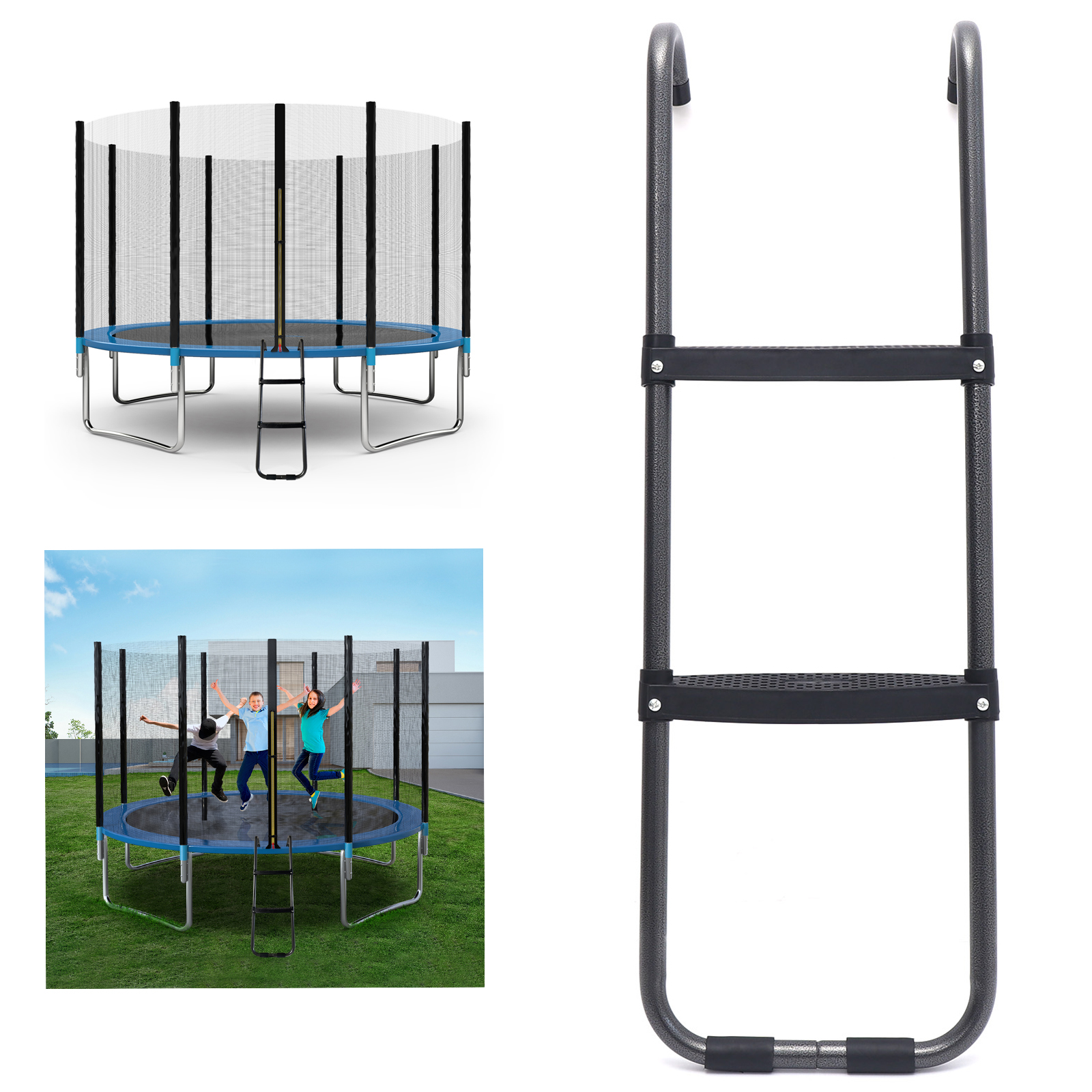 ANQIDI Jumpbed Ladder, Universal Trampoline Ladder w/2 Wide SkidProof