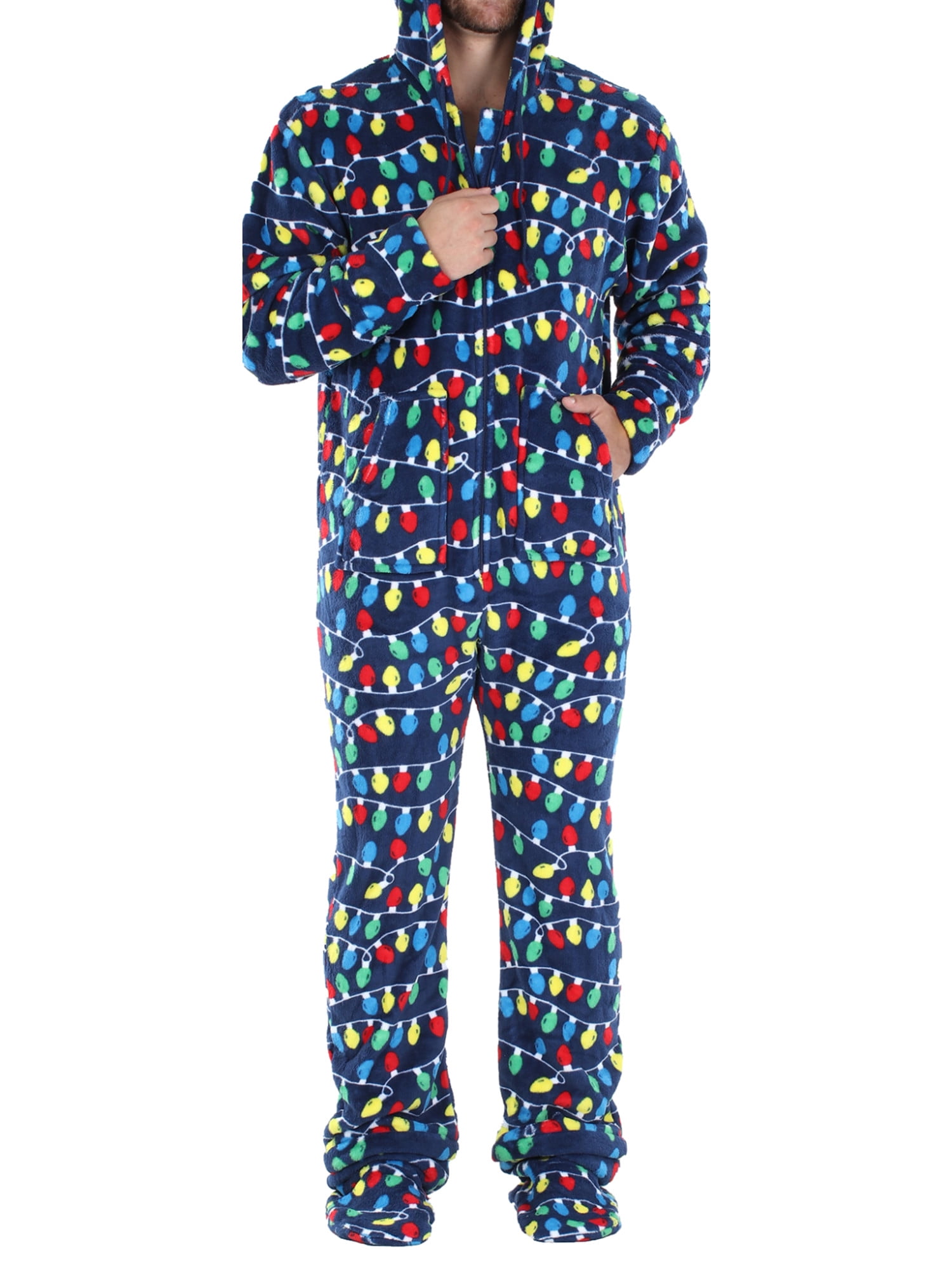 SleepytimePjs Men's Fleece Hooded Footed Onesie Pajamas