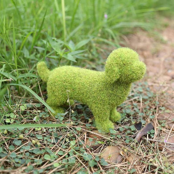 Estatuils de animales flocados Estatua Imitación de Decoración Adorno para perros Rocas artificiales Resina Hierba para jardín Hogar Lindo cachorro CUTICAT Figuritas flocadas