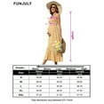 thumbnail image 5 of Smocked Maternity Boho Dress Casual Spaghetti Strap Ruffle Sleeveless Swing Summer Maxi Dress, 5 of 5