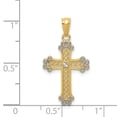 thumbnail image 3 of 14k Yellow with White Rhodium Two-tone Gold Diamond-cut Filigree Cross Pendant, 3 of 5