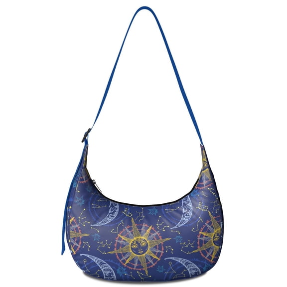 Crossbody Handbag for Women – Water-Resistant Nylon, Ethereal Night Sky and Constellation Pattern, Gothic and Celestial Star Print, Durable Adjustable Purse