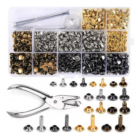 

400 Pcs/set 6mm 8mm Double Cap Rivets Snap Buttons Kit Press Stud Fastener with Storage Bag & Install Tool
