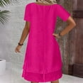 thumbnail image 6 of Beach Dresses for Women Plus Size Ndbuld Women's Summer Solid Color Short-Sleeve V-Neck A-Line Mid-Waist Dress Hot Pink L, 6 of 6