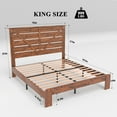 PAPROOS King Size Bed Frame, Rustic Wood Platform Bed with Headboard