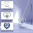 thumbnail image 2 of TURANDOSS Birthday Gifts for Mom Birthstone Necklace 925 Sterling Silver Heart Birthstone Necklace for Mom Jewelry Anniversary Christmas Valentines Mothers Day Birthday Gifts, 2 of 5