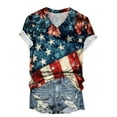 thumbnail image 2 of Cavosen Red White and Blue Shirts for Women Petite Red White and Blue Short Sleeve V Neck T Shirts USA Star Striped Graphic Shirts Lady XL Patriotic Casual Shirts Independence Day Tunic Tees, 2 of 4