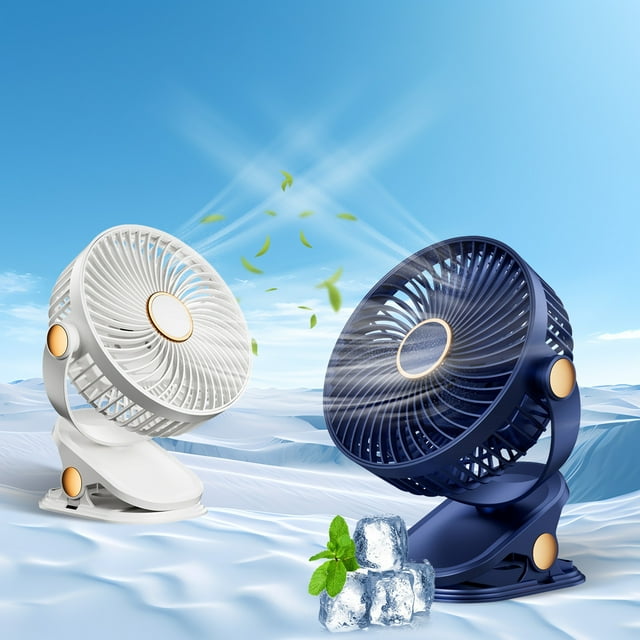 Fiudx Ventilador Usb con Clip, Velocidad Ajustable, Rotación de 360°, Funcionamiento Silencioso, Diseño Portátil, Ventilador de Escritorio, Uso En Casa, Oficina, Dormitorio, Cochecito, Viajes, 3 Velo