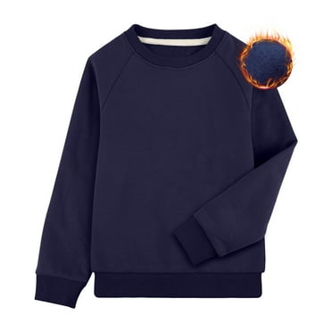 BIG ELEPHANT Boys Fleece Crew Neck Sweatshirt, Long Sleeve Basic Pullover for Kids, Sizes XXS-XL
