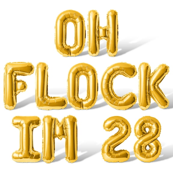 Letter Balloons - OH FLOCK IM 28 16" Inch Alphabet Letters Foil Mylar Balloon 28th Birthday Party Banner (Gold)