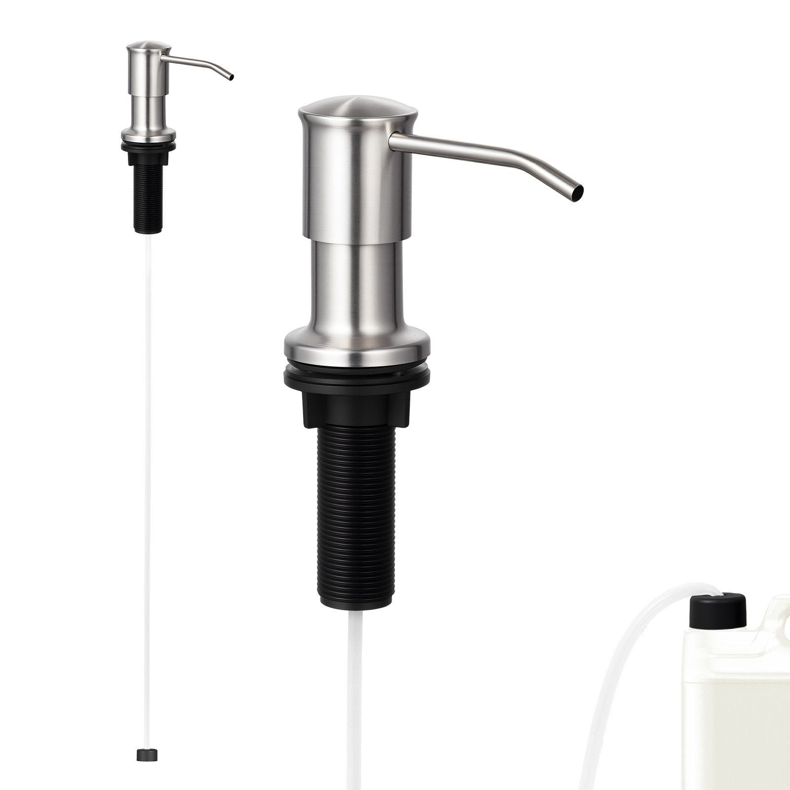 Under-Mount Kitchen Sink Soap Dispenser, Stainless Steel Pump with 34 oz Capacity Bottle