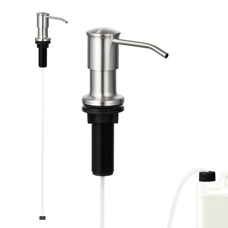 Stainless Steel Built-in Countertop Soap Dispenser Pump for Kitchen Sink, 1-Liquid Soap or Lotion Dispenser with 34oz Capacity, Brushed Nickel Finish