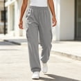 thumbnail image 6 of Fnooota Women's Joggers with Pockets, Elastic Waist Fall Running Relaxed Fit Drawstring Athletic Pants Jogger Pants Gray Size L, 6 of 8