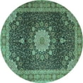 thumbnail image 1 of Ahgly Company Indoor Round Persian Turquoise Blue Traditional Area Rugs, 5' Round, 1 of 4