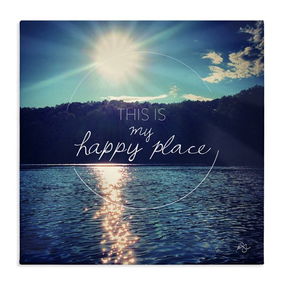 Stupell Industries Farmhouse My Happy Place Lake Scenery Canvas Art, 24 x 24, by K. Kaufman