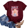 thumbnail image 2 of Dolly Shirt for Women Retro Floral Portrait Graphic Tee Country Music T Shirt Short Sleeve Crew Neck Casual Western Top, 2 of 5