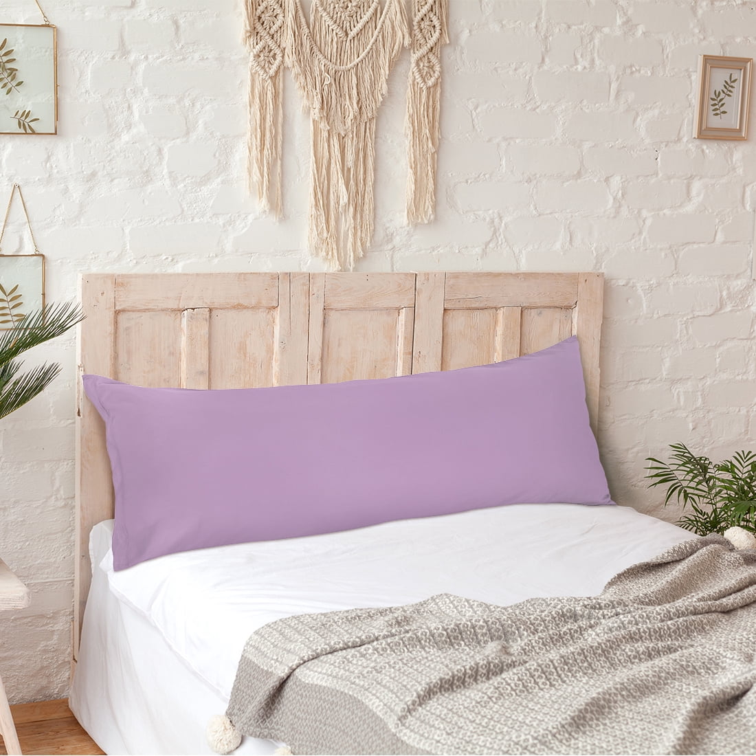 Unique Bargains 2 Packs Brushed Microfiber Body Pillowcase Lavender 20" x 48"