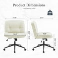 thumbnail image 3 of CONCETTA Armless Office Chair with Wheels - Swivel Rolling & 22° Rocking Recline, Wide PU Leather Seat, for Home Office Desk and Mobile Use, Beige, 3 of 8