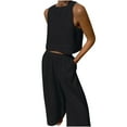 thumbnail image 2 of Fankiway Ensemble de Vêtements d'Entraînement pour Femmes Été Décontracté Sans Manches Col Rond en Coton et Lin, 2 of 6