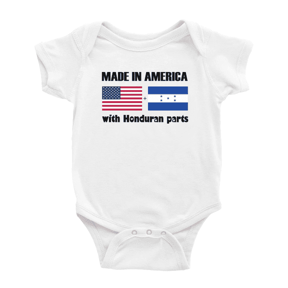 Made In America With Honduran Parts Funny Infant Boys Girl Baby Bodysuit