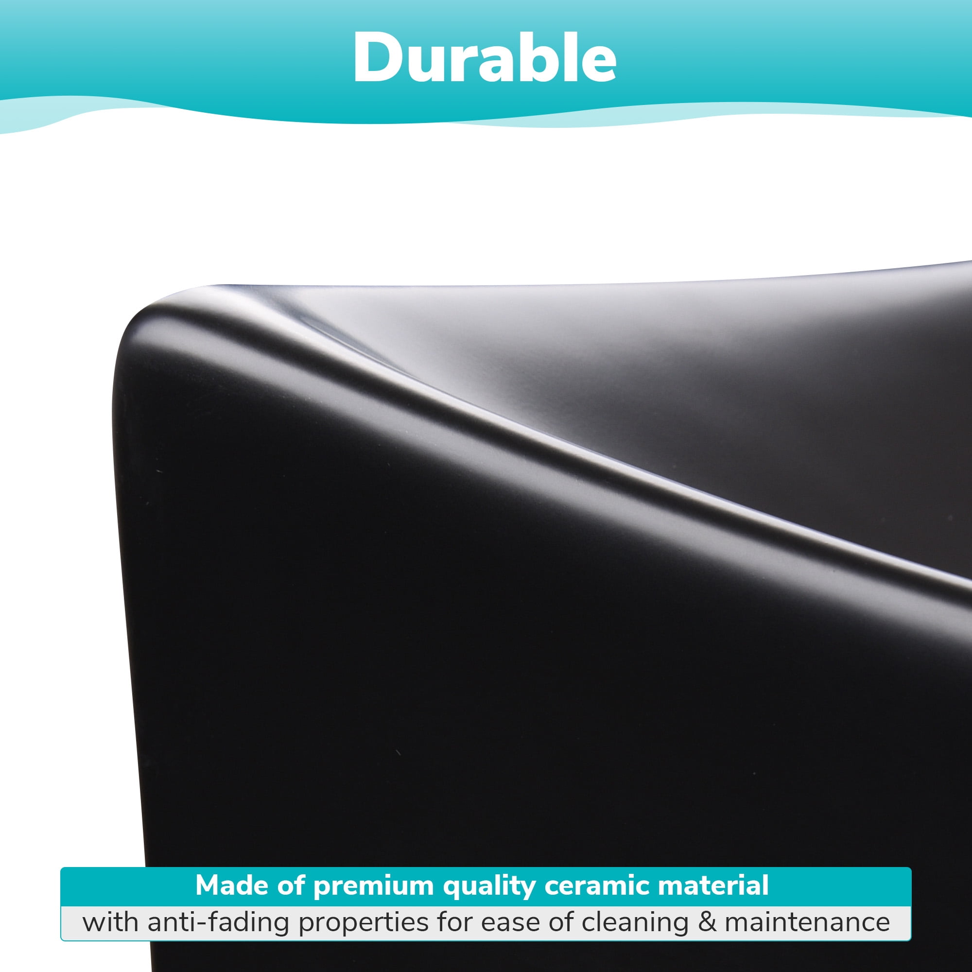 Aquaterior 26" Black Rectangle Bathroom Vessel Sink Above Counter Porcelain Pop up Drain