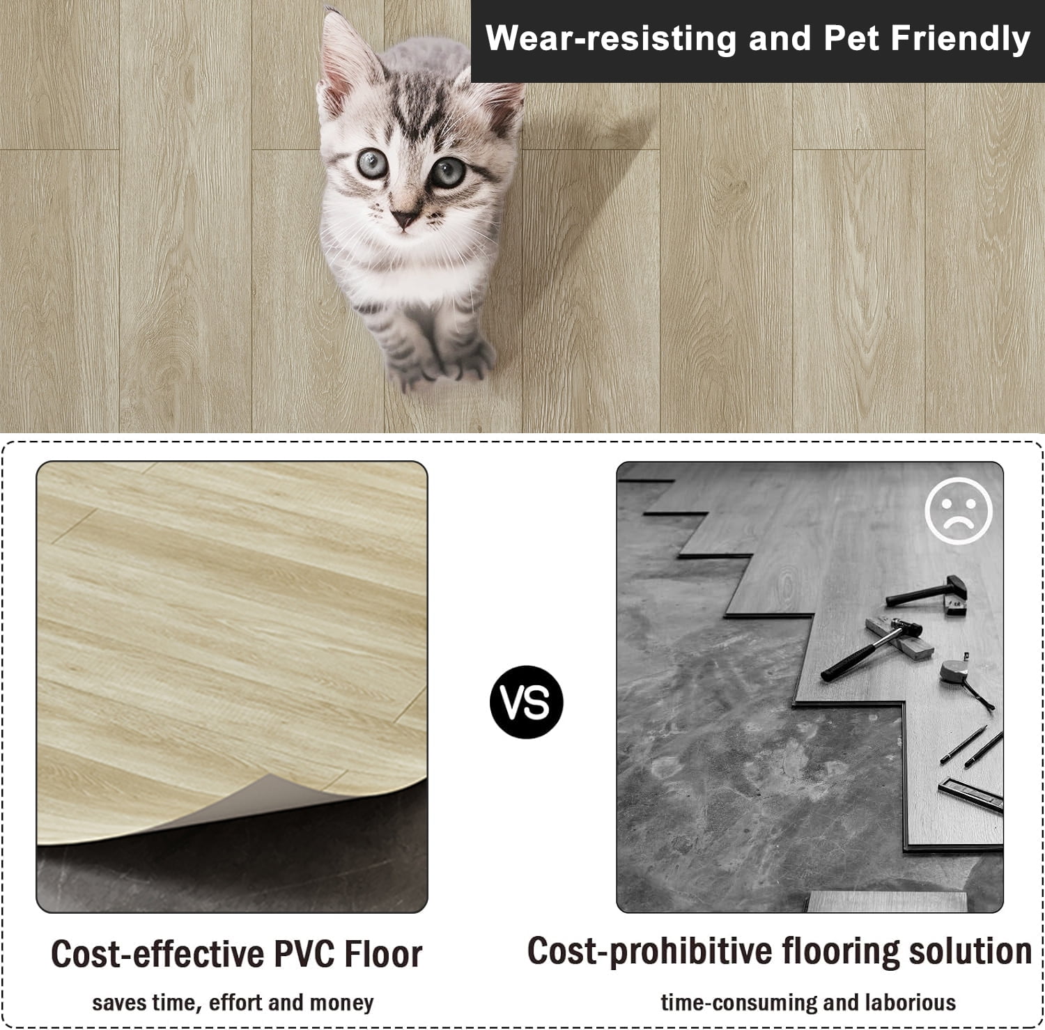 Oxdigi 23.6" X 196" Contact Paper Vinyl Flooring Roll Self Adhesive Wood Plank Film