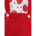 thumbnail image 6 of Musuos Baby Girl Summer Outfit, 0-18M Strawberry Print Fly Sleeve Overalls Bow Headband 2 Piece Set for Infant Toddler, 6 of 9