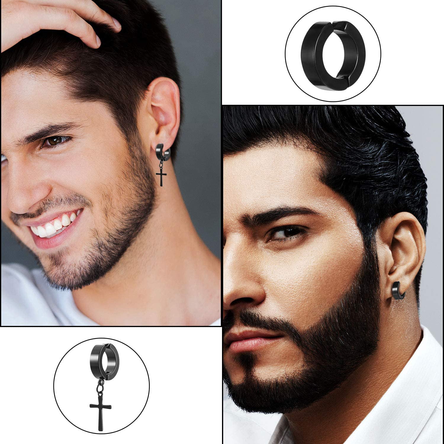 EIELO Clip on Earrings for Men Stainless Steel Fake Cross Dangle Earrings  Silver Black Clip on Fake Earring Set, Stainless Steel, No Gemstone :  Amazon.ca: Clothing, Shoes & Accessories