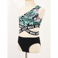 thumbnail image 4 of iiniim Girls Floral Printed 3 Piece Cutout Swimsuit Swim Top Bottom Swimwear Beach Outfit Size 8-14 A Green&Black 14, 4 of 7