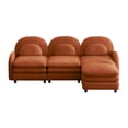 thumbnail image 6 of AUU Teddy Fabric Cloud-Like 3-Seat Modular Sectional Sofa with Curved Backrest and Armrest, Curved Lumbar Pillows, Movable Ottoman, and Supportive Double-Layer Cushion, 6 of 15