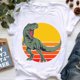 thumbnail image 3 of Camiseta con estampado de dinosaurio de acuarela para mujer, camiseta de verano para mujer, camiseta blanca de manga corta de Jurassic Park, camiseta Vaporwave para mujer, 3 of 5