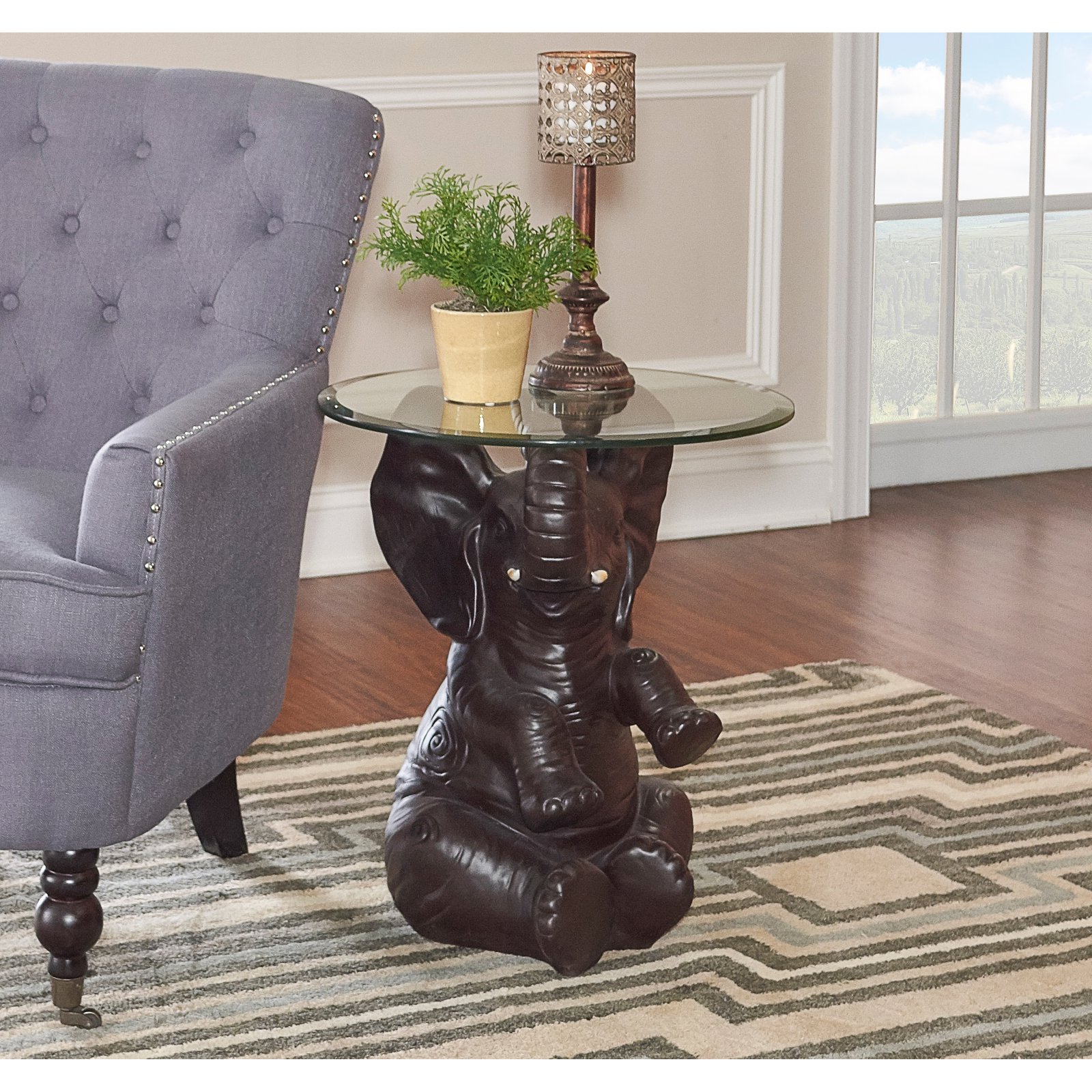 Ernie Round Accent Side Table, Dark Gray