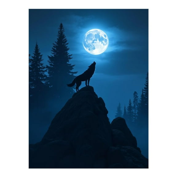 Diamond Art Kit for Adults, Wolf Moonlit Night Scene Diamond Painting for Adults Beginners, DIY Diamond Art Painting Kits, 5D Diamond Painting Crafts for Home Decor 12x16 Frameless