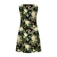 thumbnail image 4 of gakvbuo Summer Savings Clearance Summer Dresses For Women Crewneck Knee-Length A-Line Dresses Boho Floral Sundress Sleeveless Tshirt Dress Pockets Casual Loose Swing Tank Dress Beach Cover Up, 4 of 5