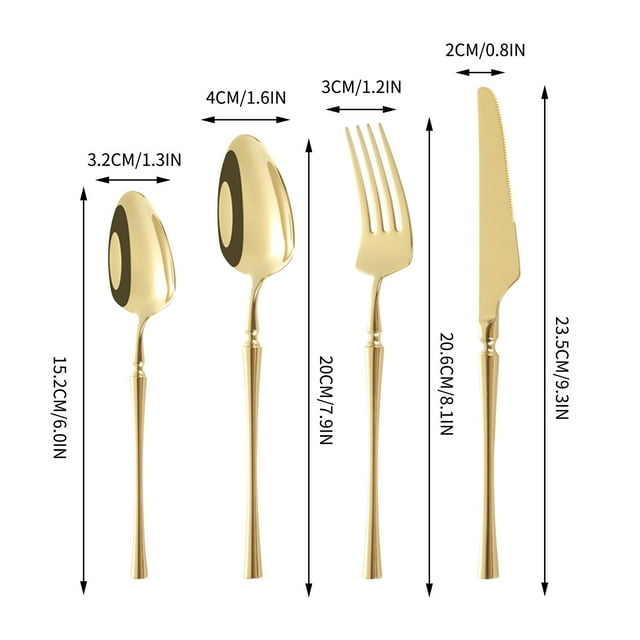 Stainless Steel 4-Piece Cutlery Set with Steak Knife, Salad Fork, Dessert Spoon, and Tea Spoon