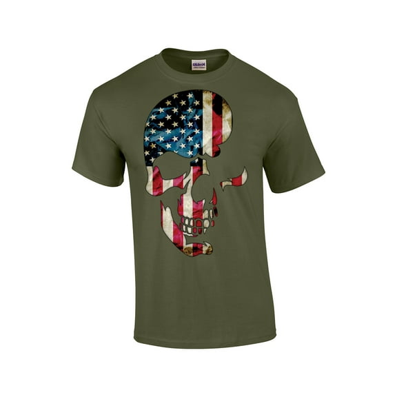 American Flag Skull Americana Skeleton Head Patriotic Patriot Cool Red White Blue USA -Military-Small